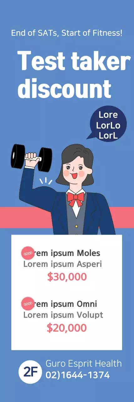 Banner de promoção de fitness simples azul