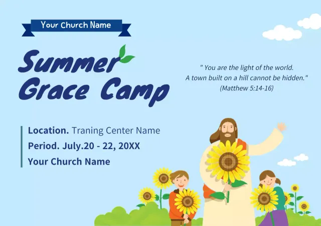 Poster Pengumuman Perkemahan Musim Panas Biru Sederhana