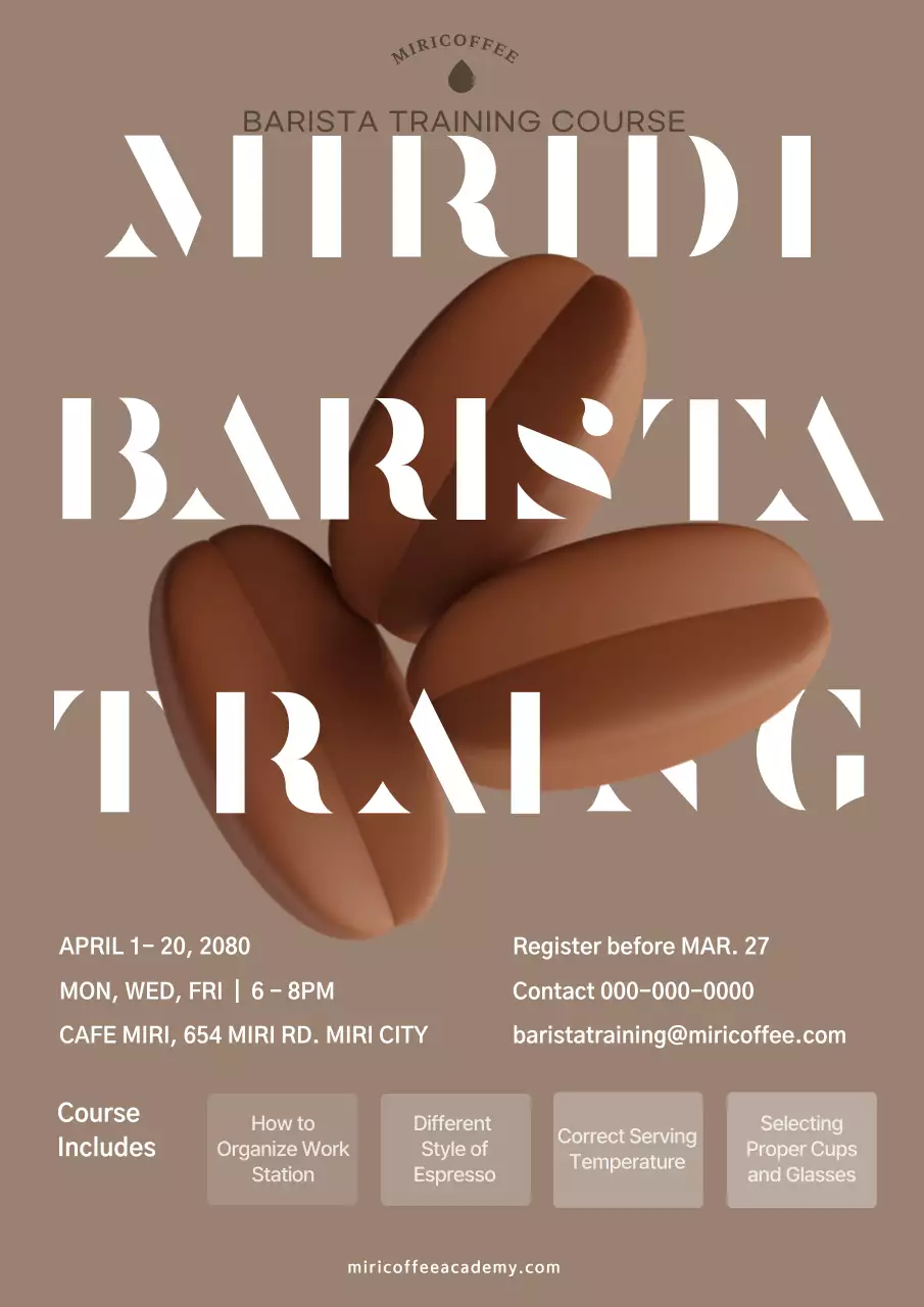 warm brown simple typography barista certification class