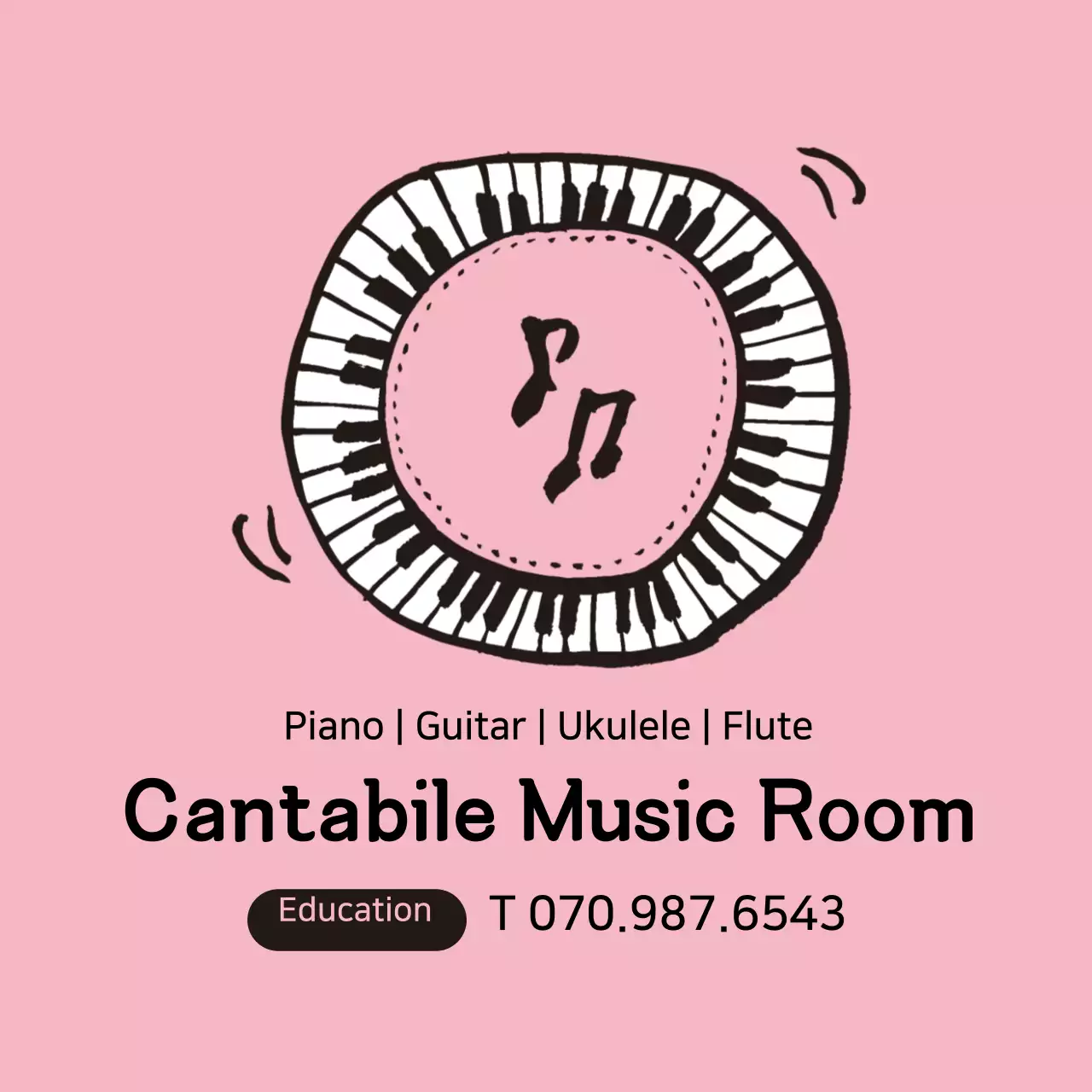 Sekolah musik ilustrasi keyboard berwarna merah muda