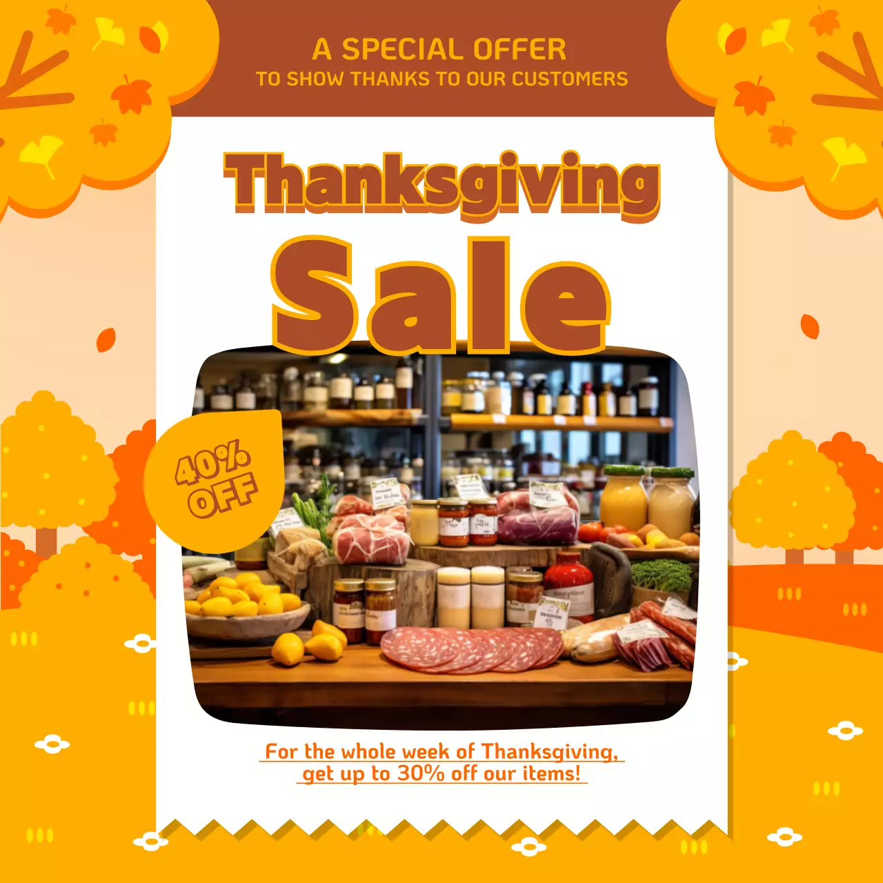 Orange Traditional Thanksgiving Promotion Social Media Post