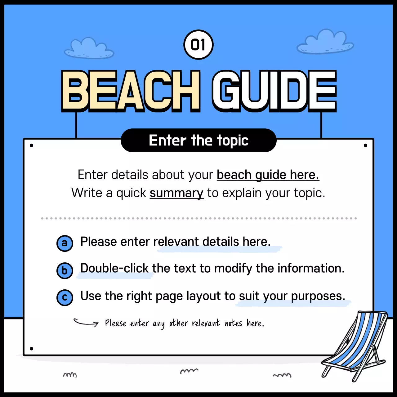 Blue Modern Beach Guide Instagram Carousel