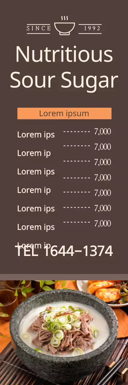 Banner de menu de comida tradicional marrom