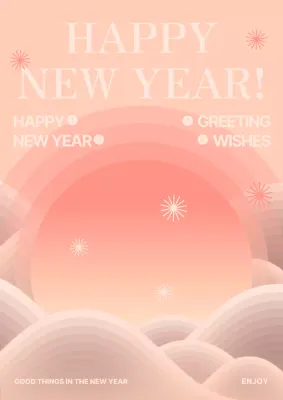 Coral Minimal New Year's Card Poster