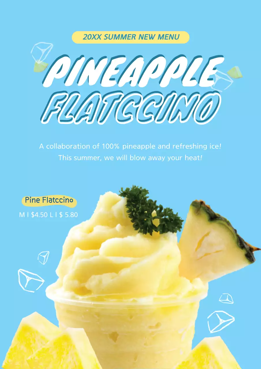 Blue Trendy Pineapple Promotion Poster
