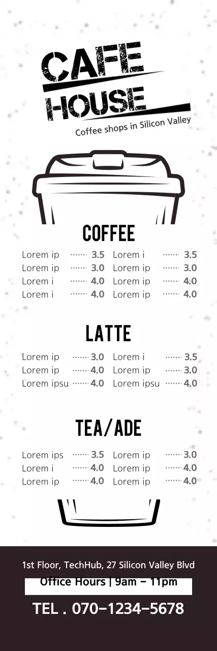 Banner de menu de café minimalista preto