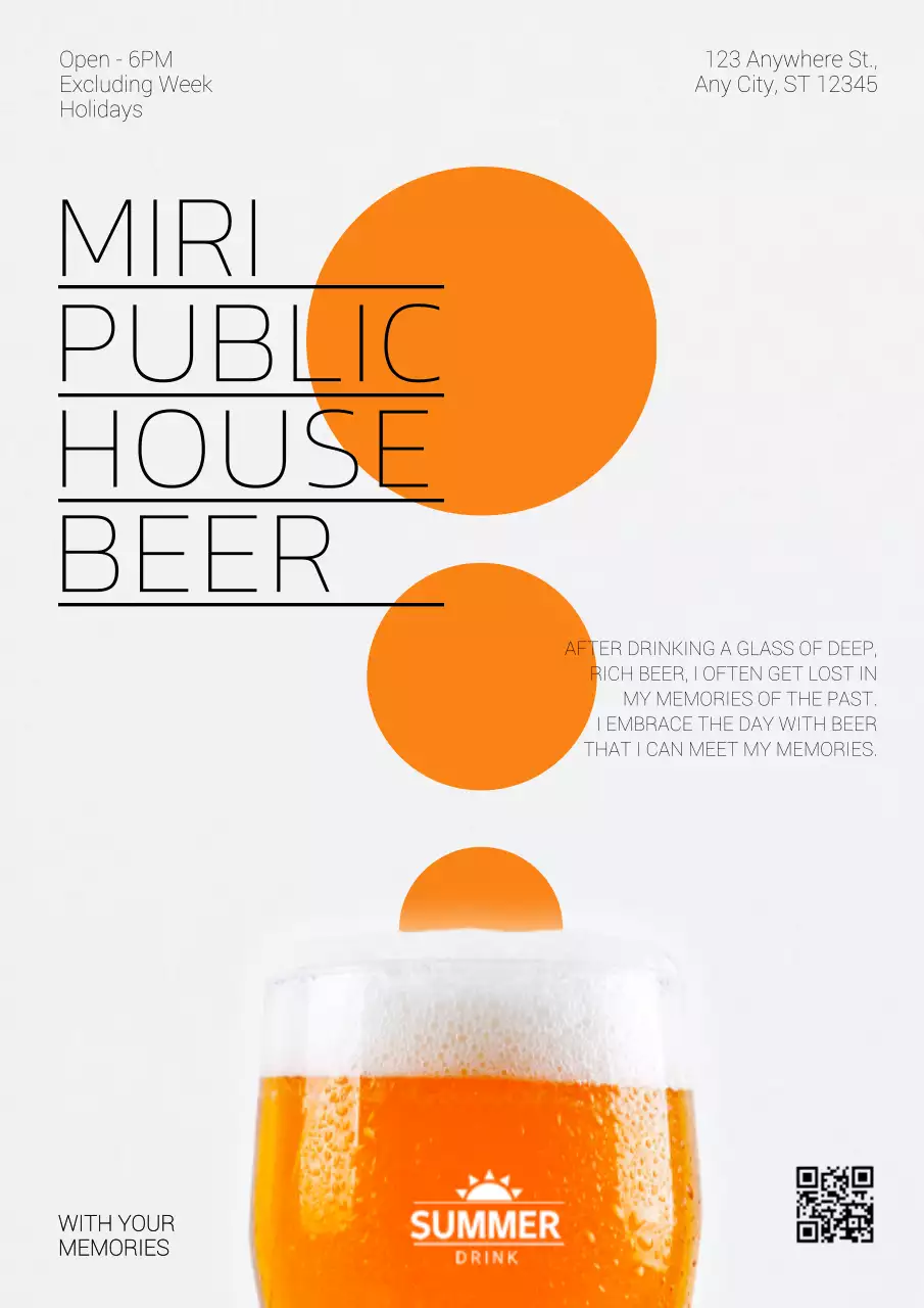 Orange Minimal Beer Promotion Poster