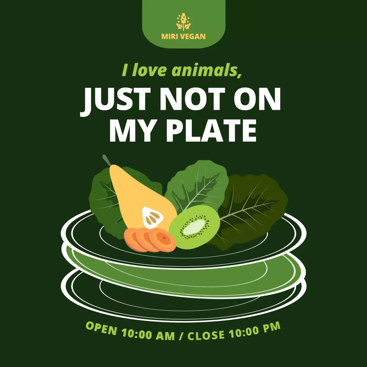 Green-themed vegan restaurant Instagram feed