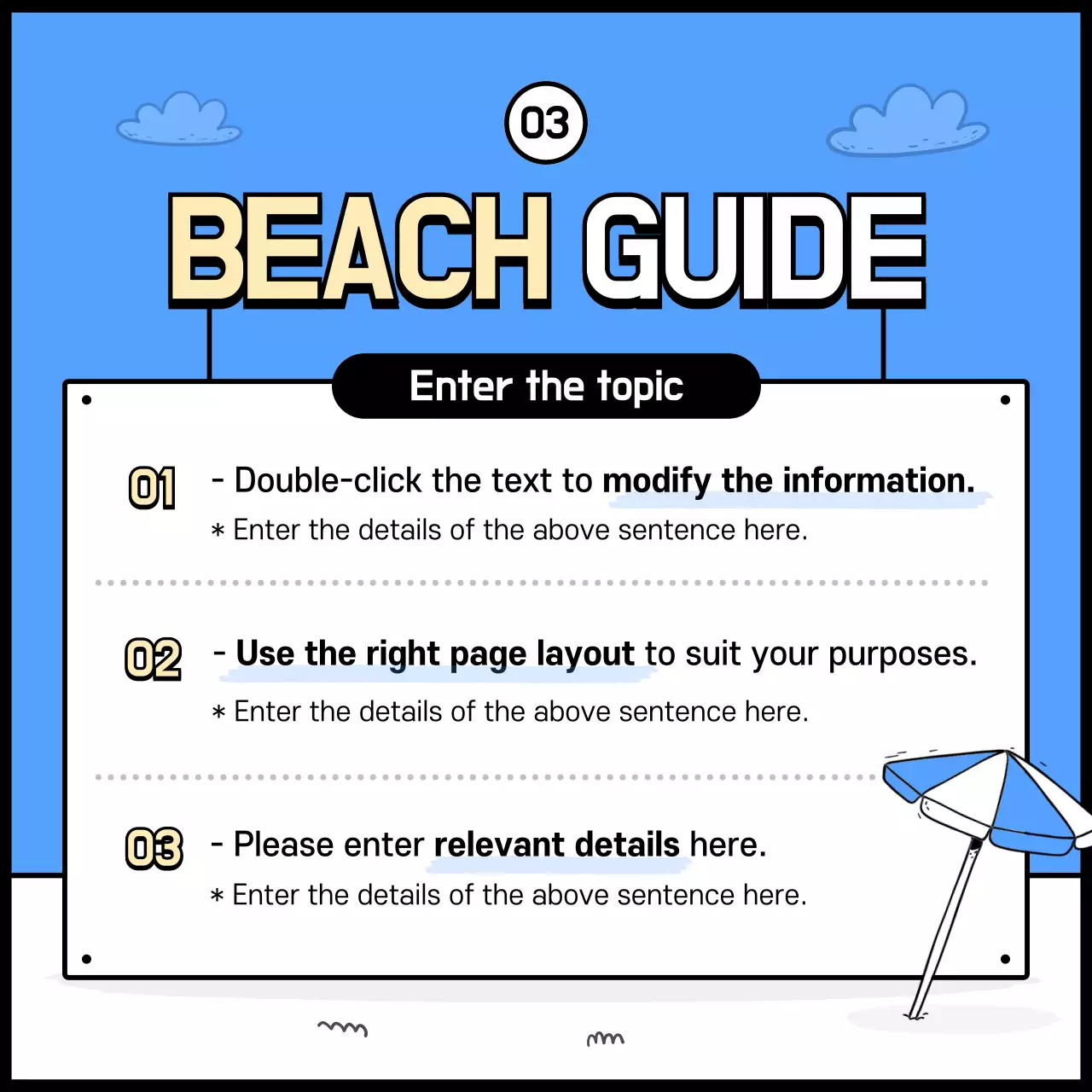 Blue Modern Beach Guide Instagram Carousel