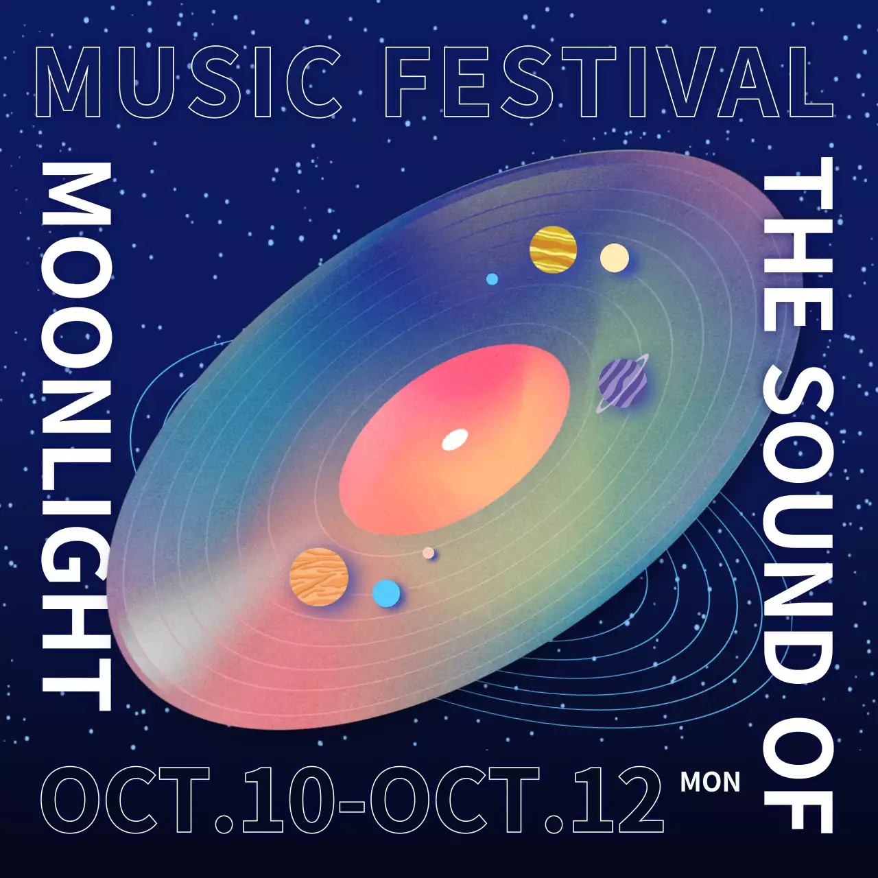 Navy Retro Music Event Social Media Post