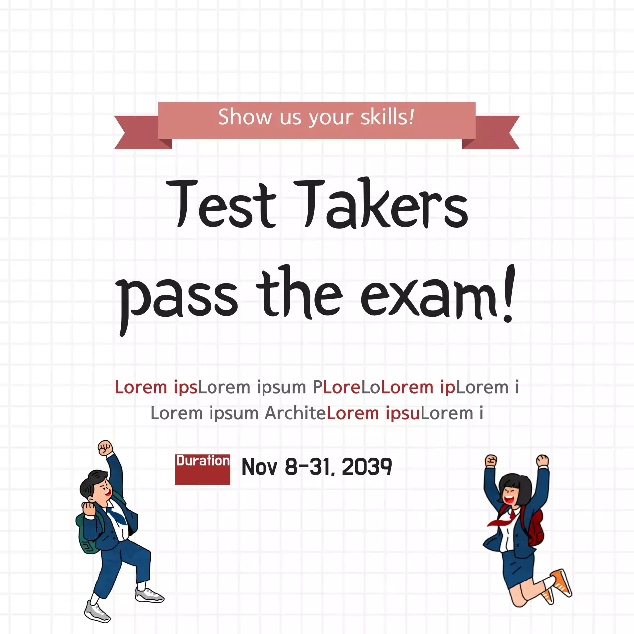 White Minimal Exam Announcement Banner