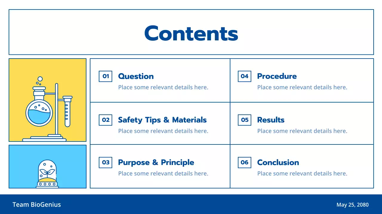 Light blue and yellow line illustration clean science experiment education class presentation theme