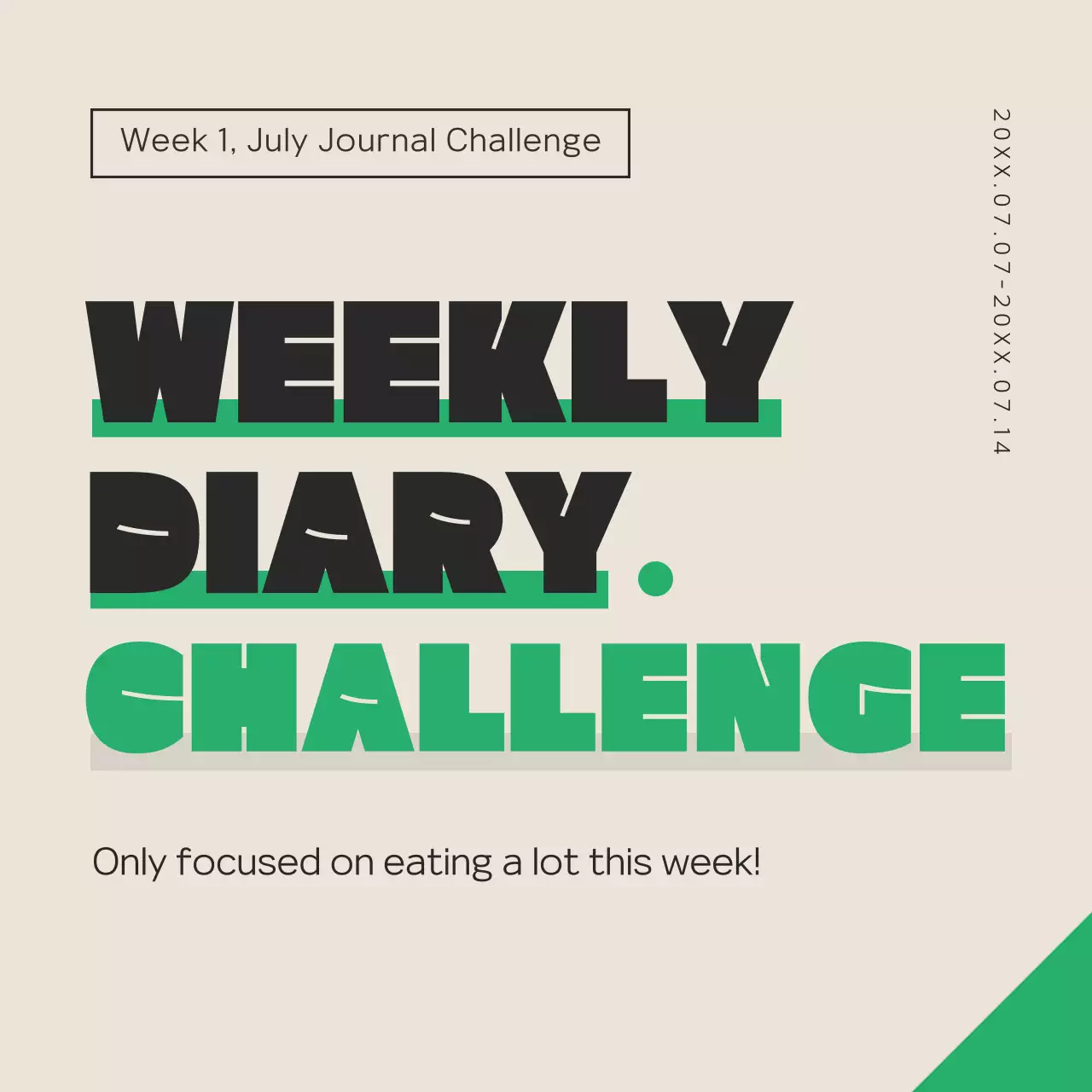 Beige Bold Diary Challenge Invitation Social Media Post