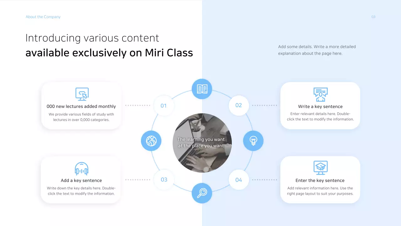 Business services proposal presentation with a light blue color scheme