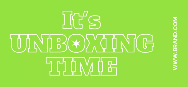 A simple design that emphasizes text with courier-related phrases in chartreuse and white.