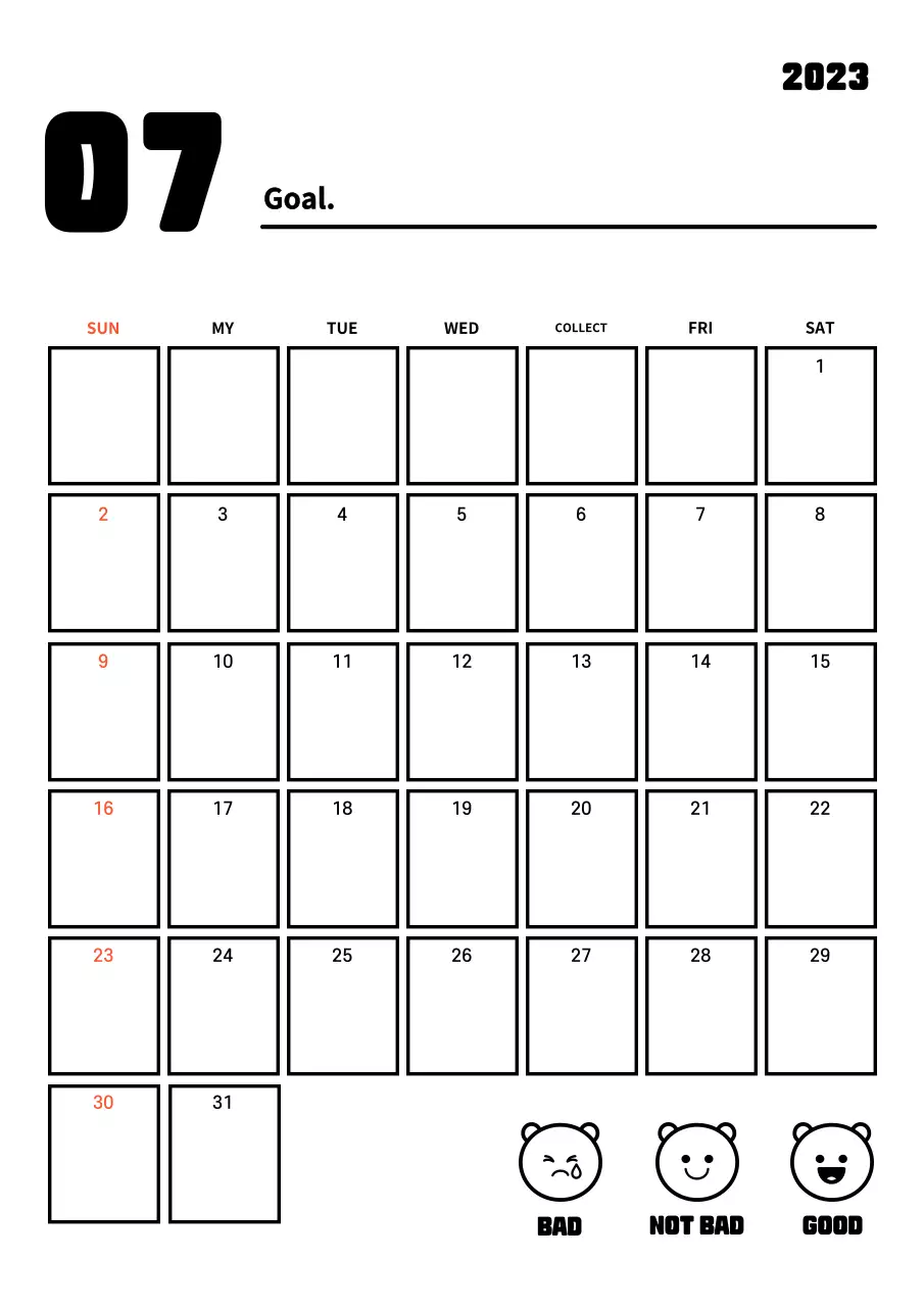 New Year's resolution goal tracker with clean lines