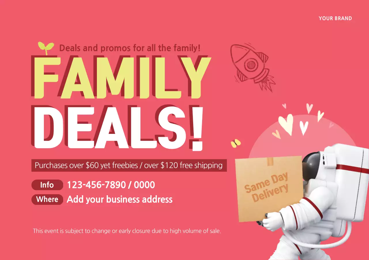Coral Trendy Family Promotion Poster