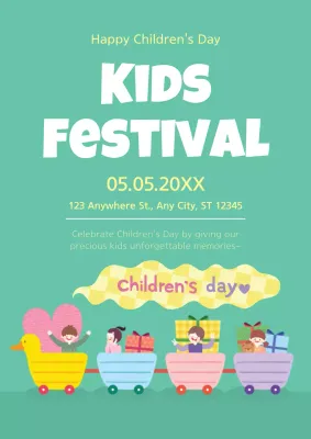 Mint Playful Kids Event Invitation Poster