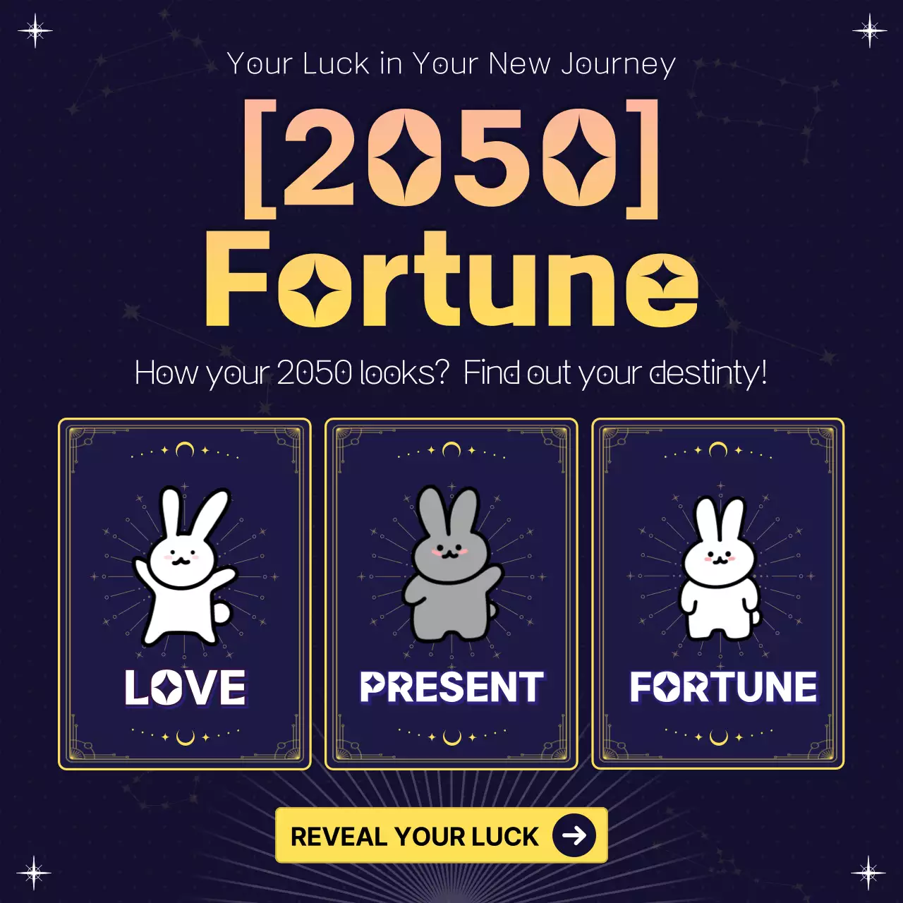 New Year's horoscope Instagram event in navy blue and yellow