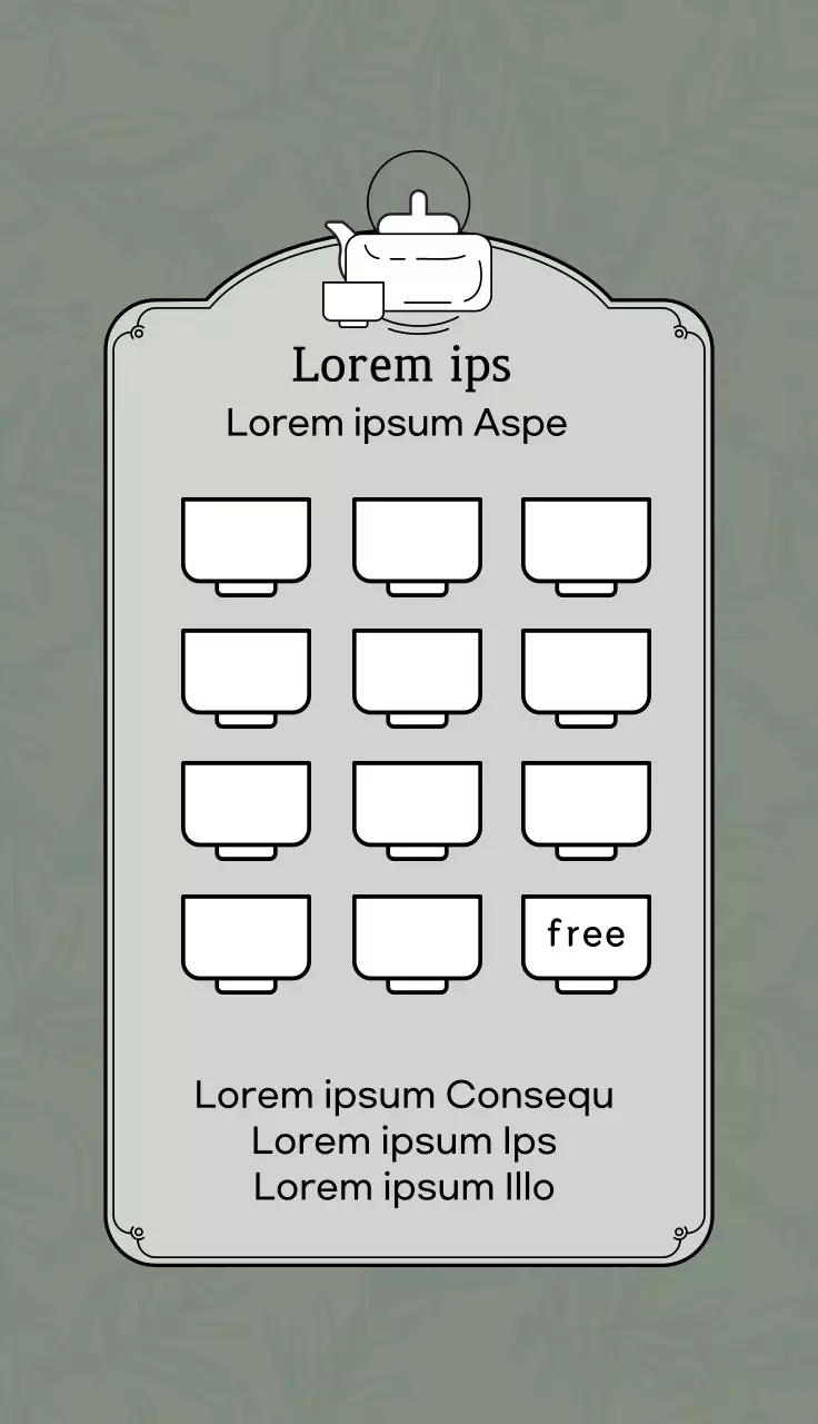 logo màu xanh xám minh họa phiếu giảm giá trà cafe