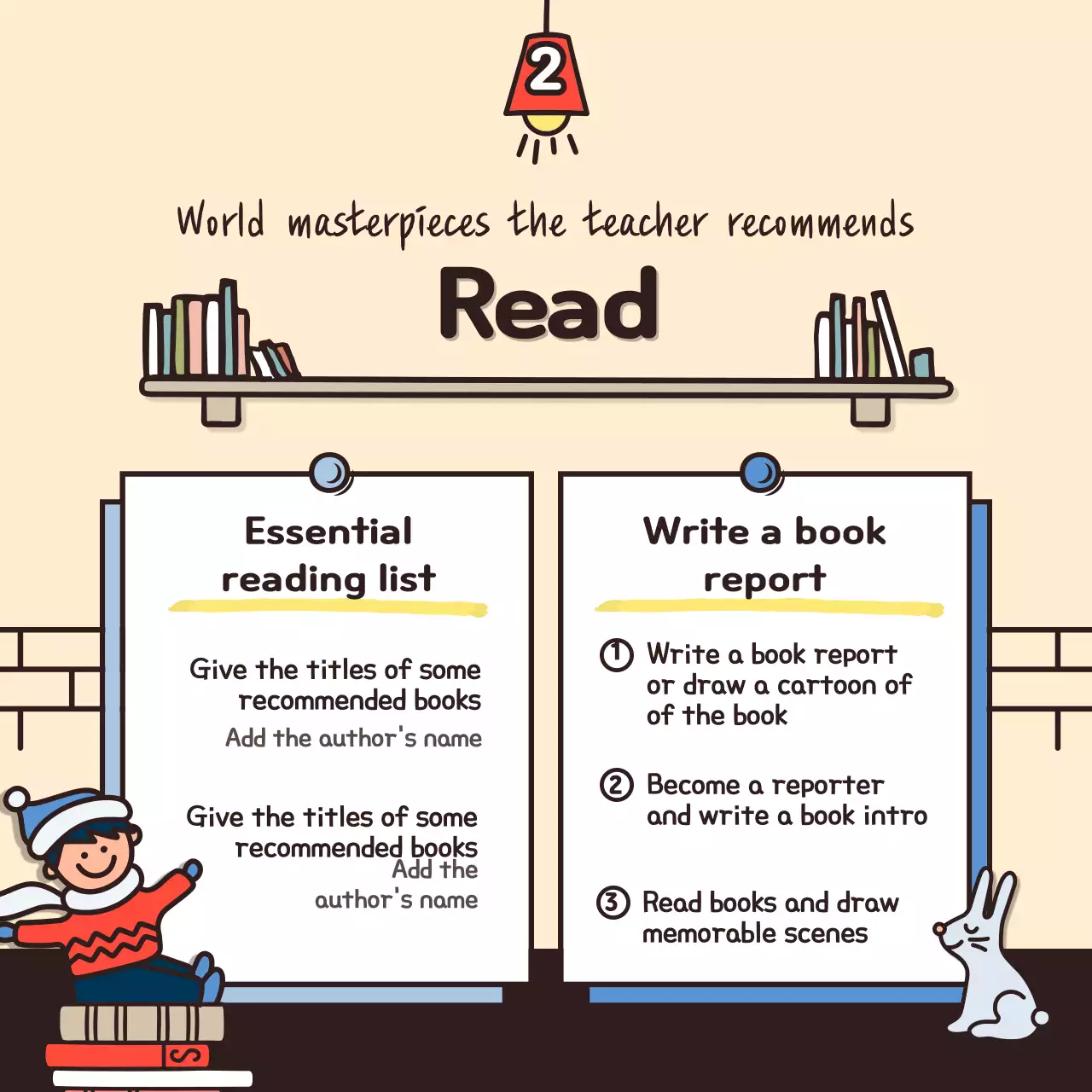 Winter vacation with cute illustrations in beige color