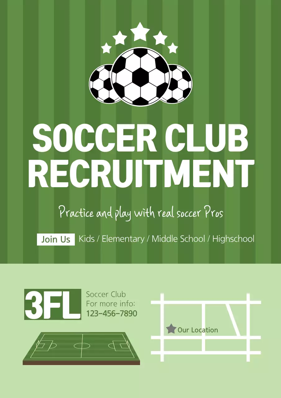 Green Modern Soccer Recruitment Poster