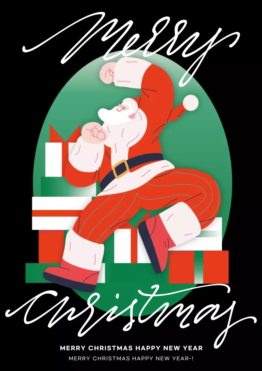 Red Retro Christmas Card Poster