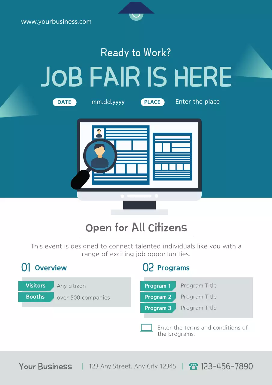 Teal Modern Job Fair Announcement Poster