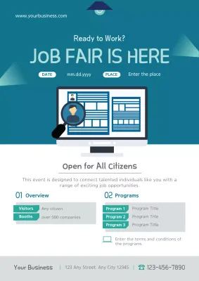 Teal Modern Job Fair Announcement Poster