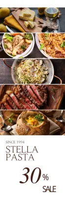 Banner promocional de macarrão marrom elegante