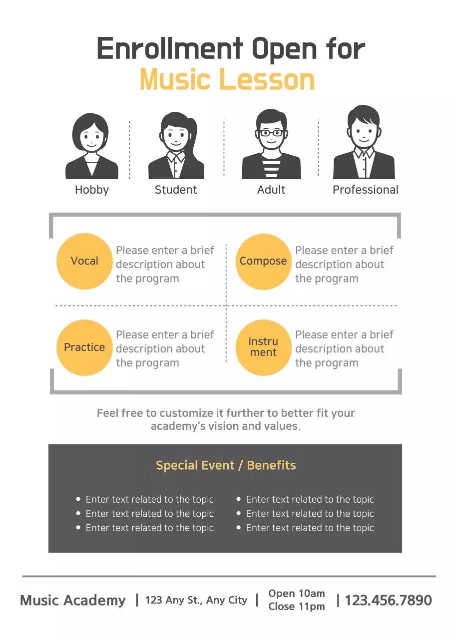 Grey Modern Music Registration Poster