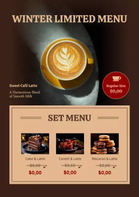 Brown Elegant Winter Menu Promotion Poster