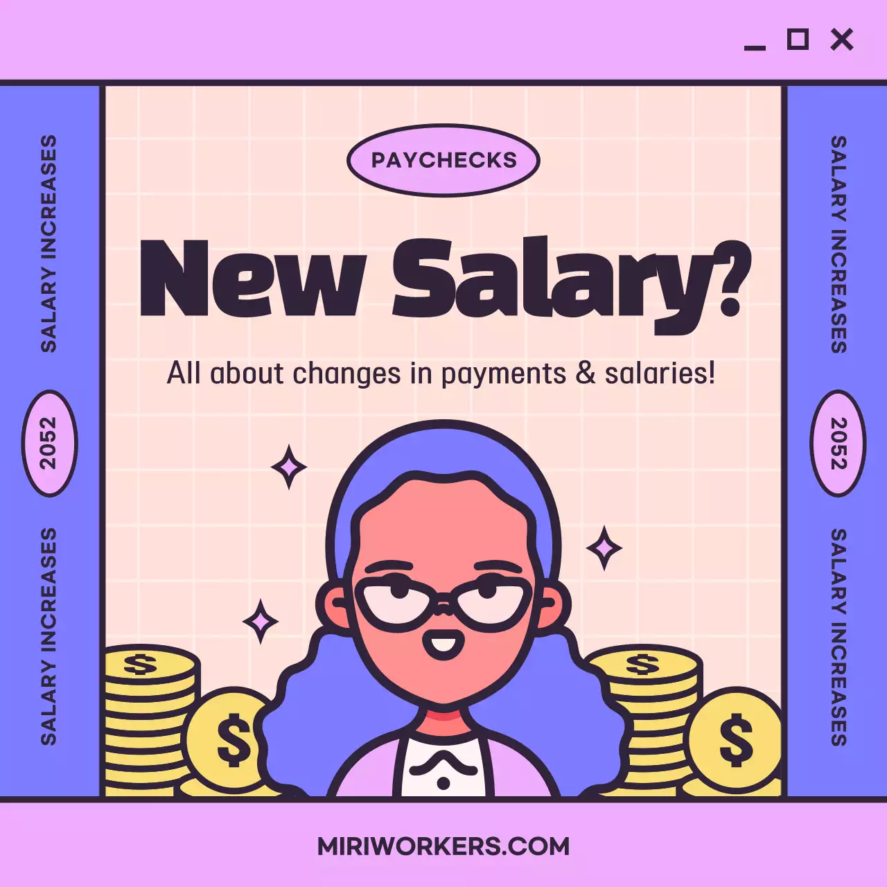 분홍색과 보라색의 캐릭터 컨셉 연봉 정보