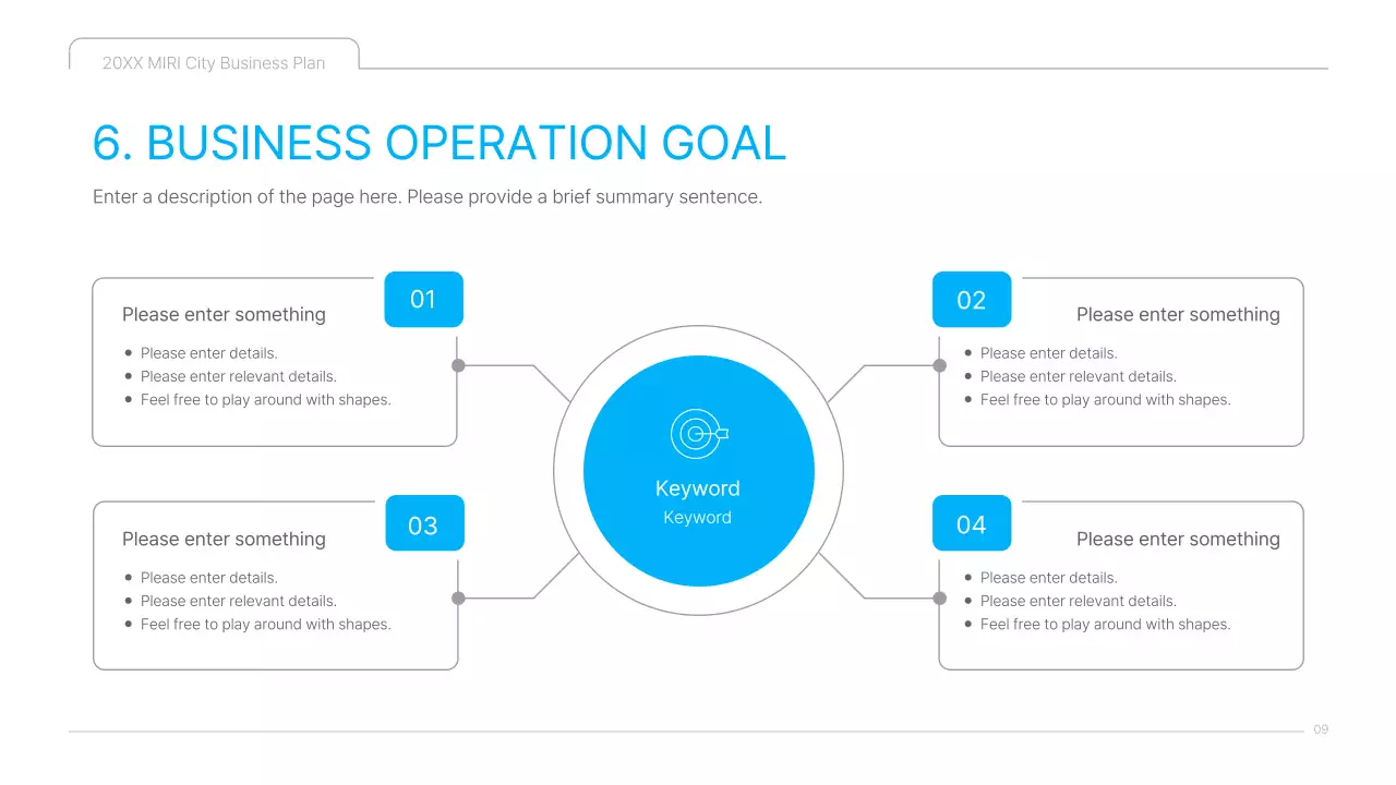 A clean blue and white cultural content business plan presentation