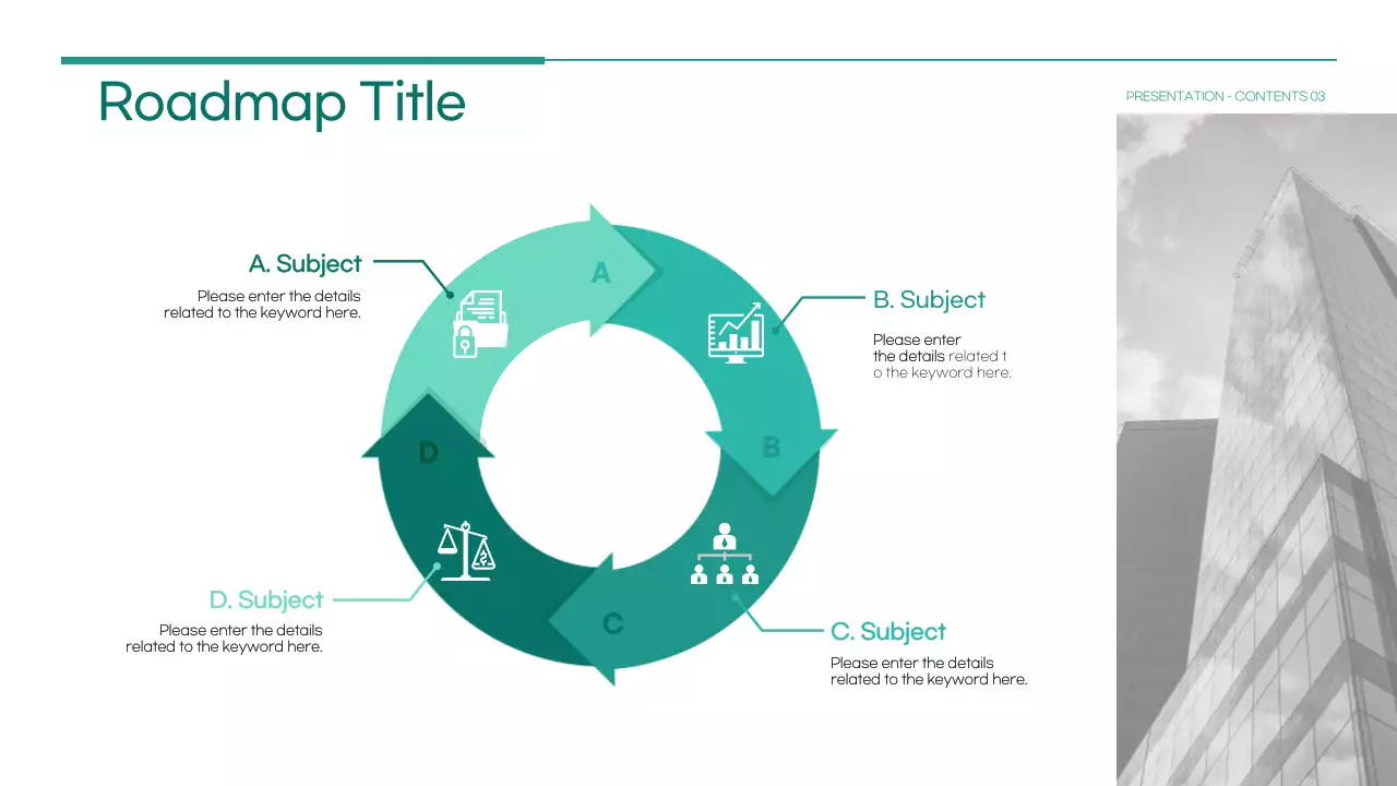 Green, circular arrow icon roadmap