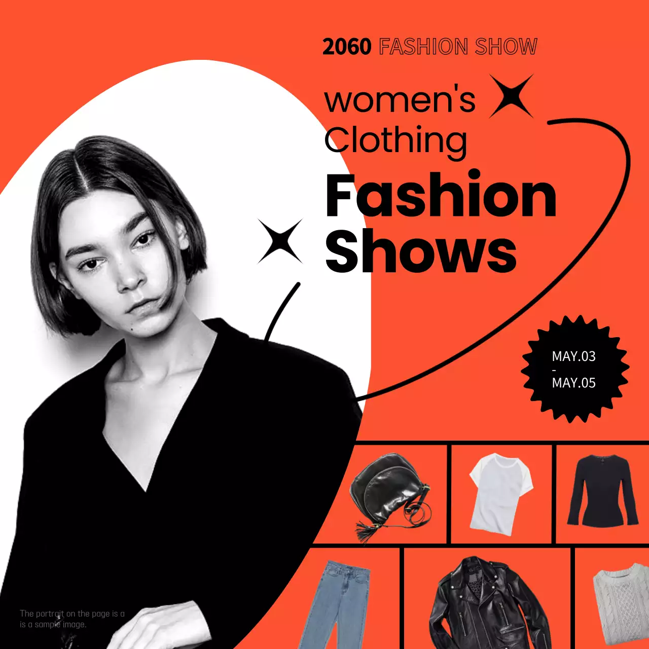 Orange Trendy Fashion Event Social Media Post