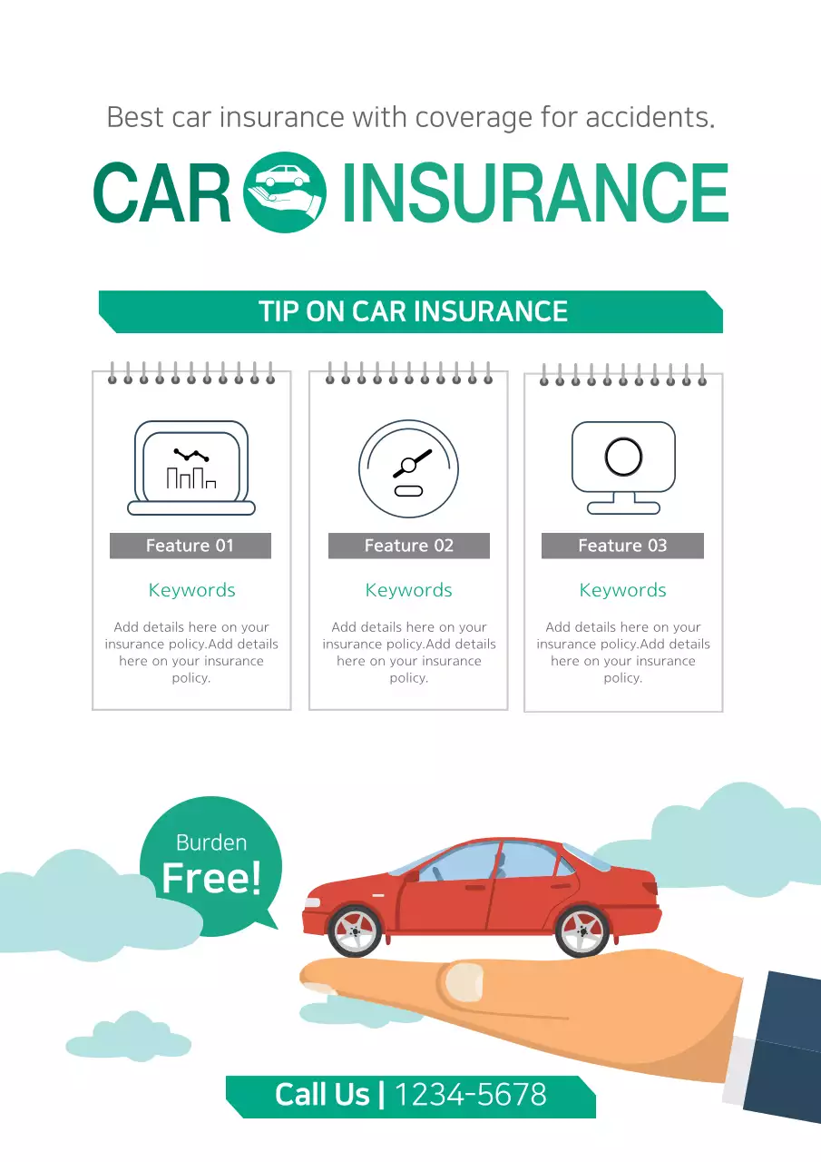 Green Modern Car Insurance Promotion Poster
