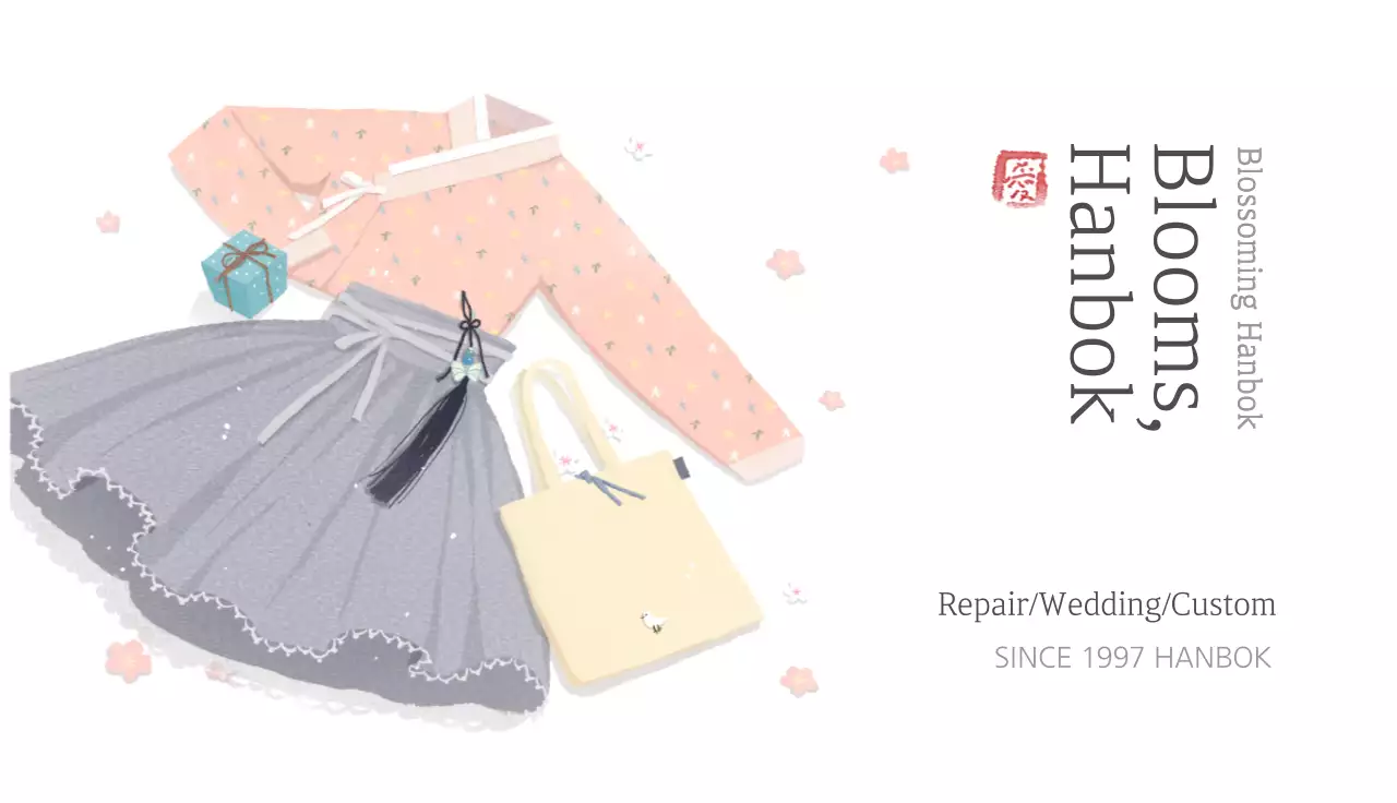 Grey Traditional Hanbok Business Card