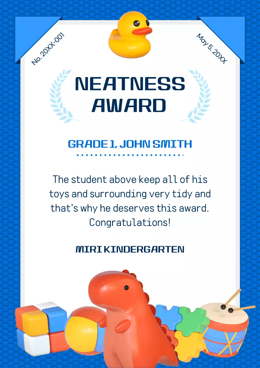 Blue Playful Award Certificate Poster