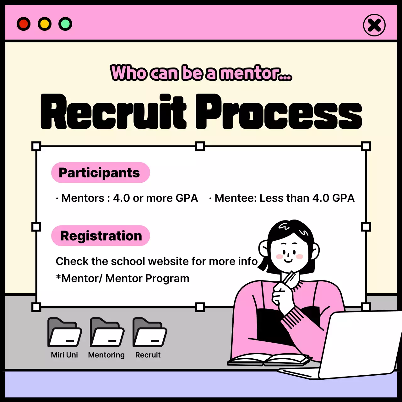 College life theme with pink and purple window concept