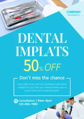 Blue Modern Dental Promotion Poster