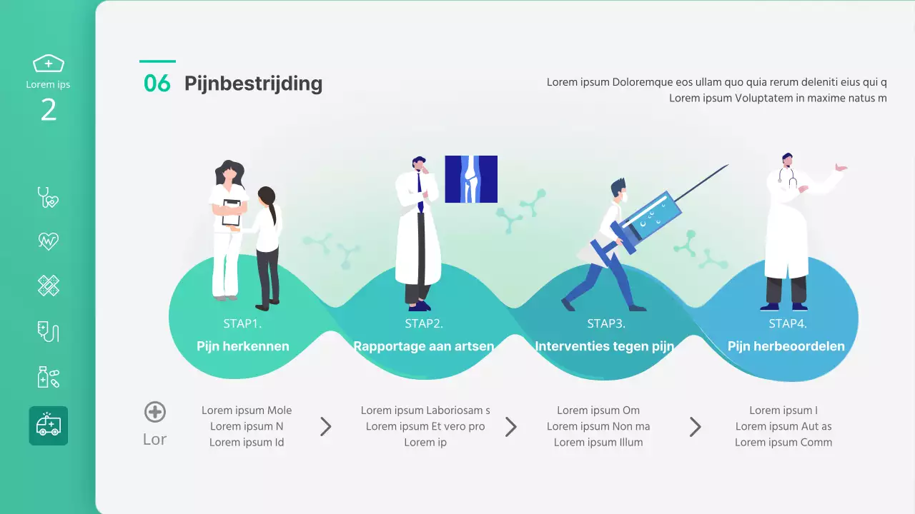 Presentatie voor verpleegkundeles met nadruk op groene illustraties