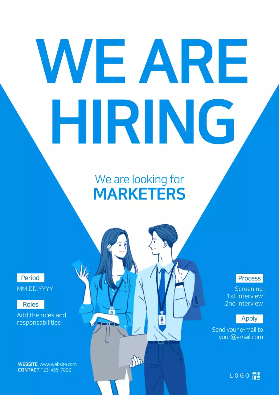 Blue Modern Hiring Job Posting Poster