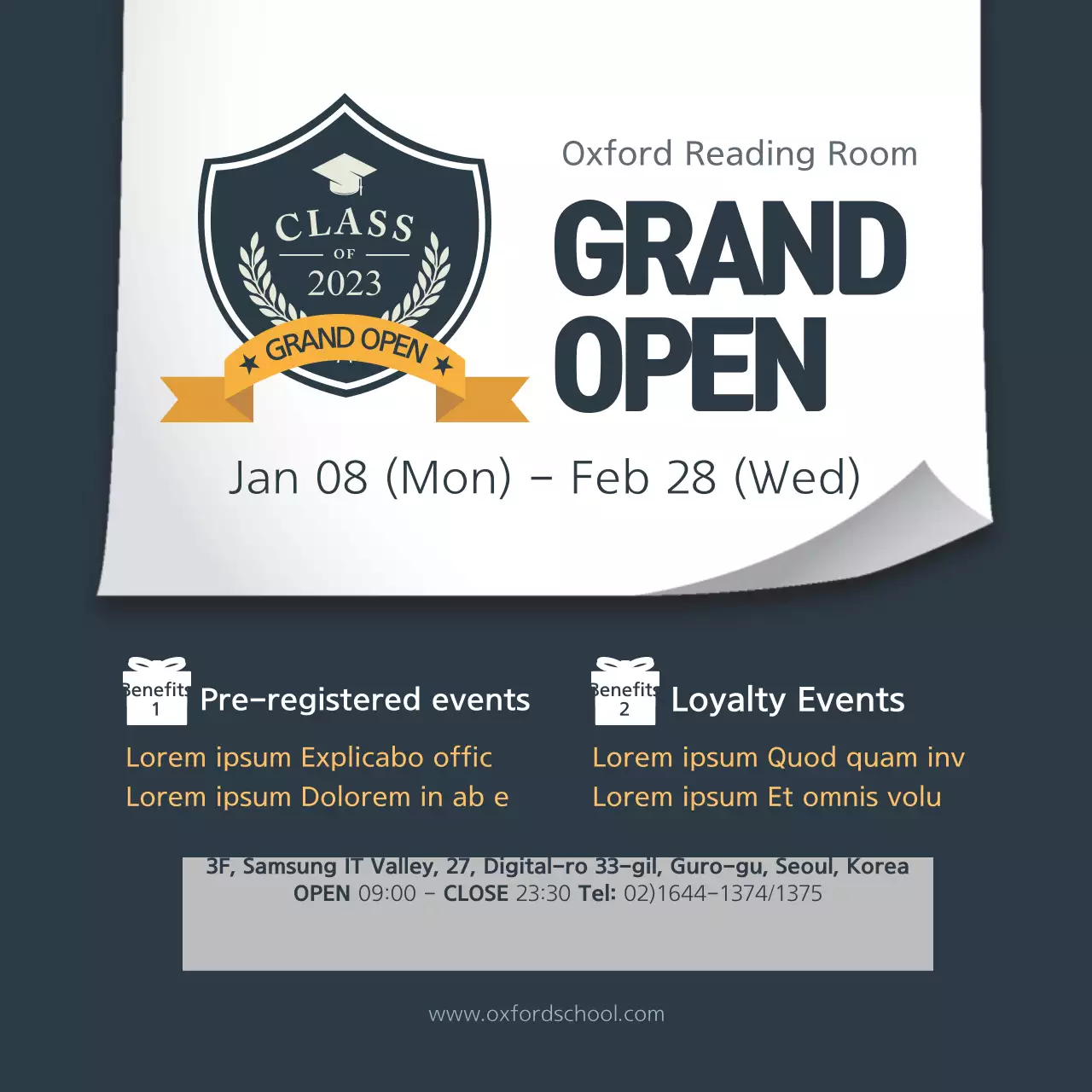 Grey Modern Reading Announcement Banner