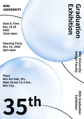 Graduation exhibition with a simple circle and line concept