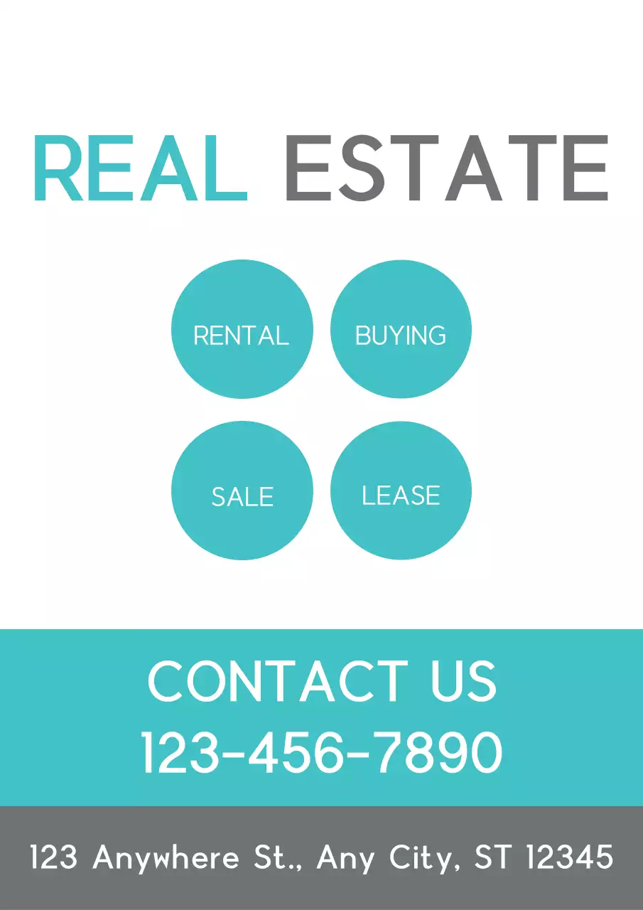 Teal Modern Real Estate Advertisement Poster