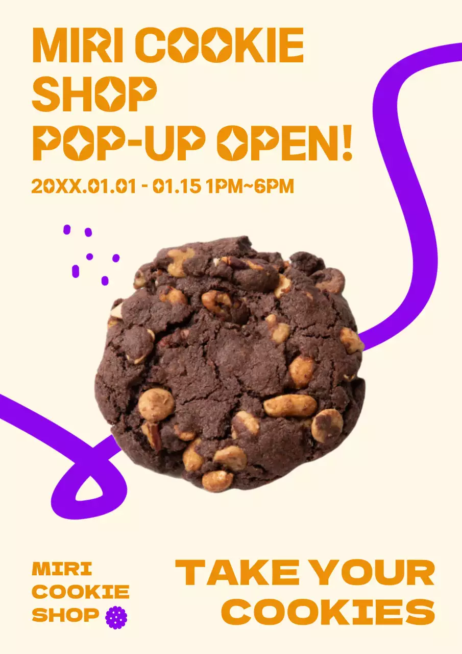 Orange Retro Cookie Promotion Poster