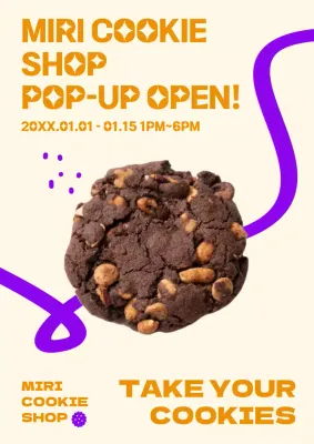 Orange Retro Cookie Promotion Poster