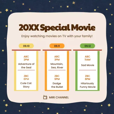 Navy Retro Movie Schedule Announcement Instagram Post