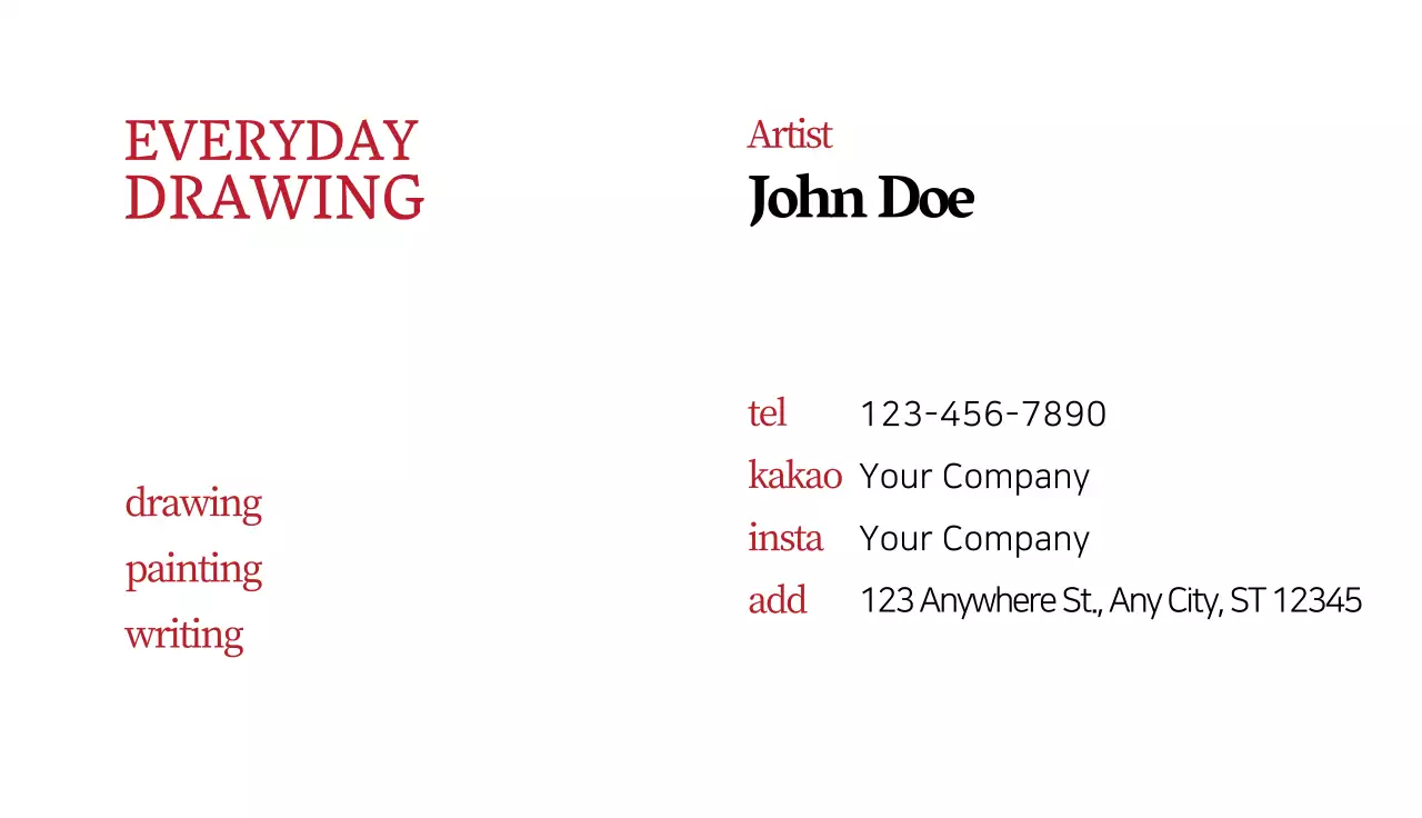 Red Minimal Drawing Guide Business Card